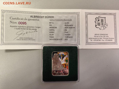 10дин 2010 Андорра, Художники. Дюрер, Ag925, до 30.09 - Ю Худож.кв Дюрер-2