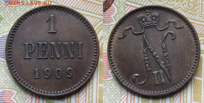 Финляндия 1 пенни 1909 до 30-09-25 в 22:00 - Финляндия 1 пенни 1909    175-к25-8590-1