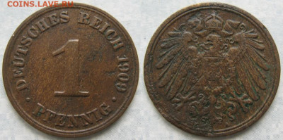 Германия 1 пфенниг 1909 А до 30-09-25 в 22:00 - Германия 1 пфенниг 1909 A    7802