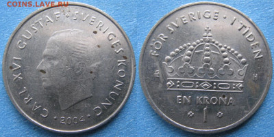 фикс Швеция 1 крона 1969-2004 (B4) - Швеция 1 крона 2004    9972