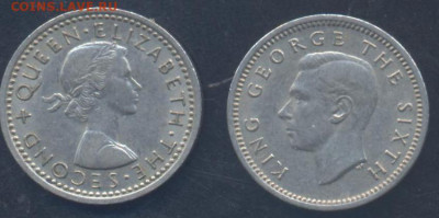 Новая Зеландия 3 пенса 1952 г. 30.09.2025 г. 22 -00 МСК. - Зеландия 3 пенса1