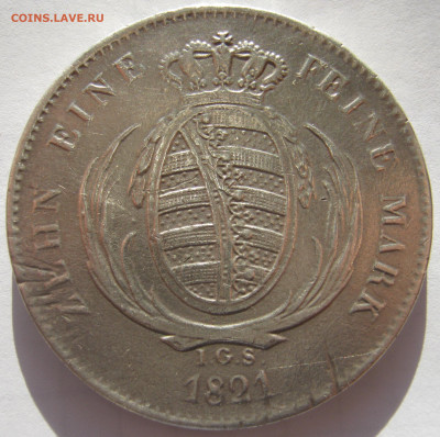 Германия Саксония 1 конвенционный талер 1821 Фридрих Август - IMG_2826.JPG