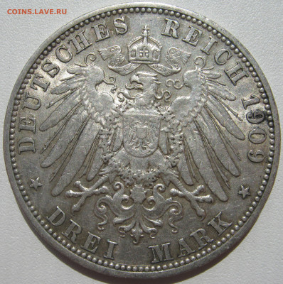 Германия Любек 3 марки 1909 A двуглавый орёл до 03.10. - IMG_3143.JPG