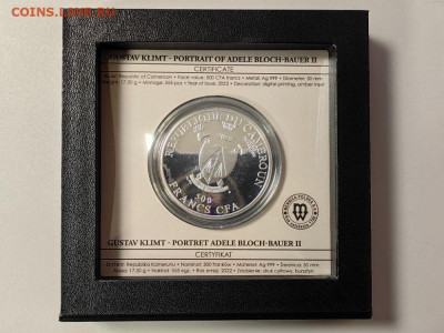 500фр 2022 Камерун Климт - Адель Блох-Бауэр II, Ag999, до 05 - Ц Климт Портрет Адель Блох Бауэр-4