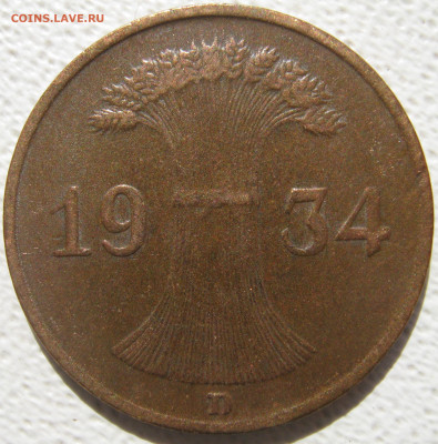 Германия 3 рейх 1 рейхспфенниг 1934 D (веймарский тип) 03.10 - IMG_4783.JPG