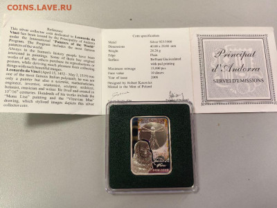 10дин 2008 Андорра. Леонардо да Винчи, Ag925, до 07.10 - Ю Худож.кв Леонардо-1