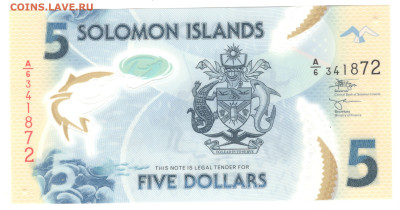Соломоновы Острова 5 долларов 2019 - пластик - пресс - Соломоновы Острова 5 долларов Б