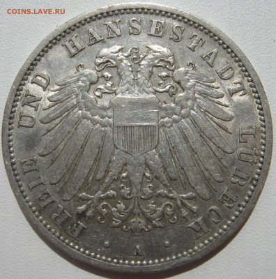 Германия Любек 3 марки 1909 A двуглавый орёл до 10.10. - IMG_3141.JPG