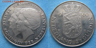 Нидерланды 2,5 гульдена 1980 коронация до 11-10-25 в 22:00 - Нидерланды 2 и пол гульдена 1980    3911