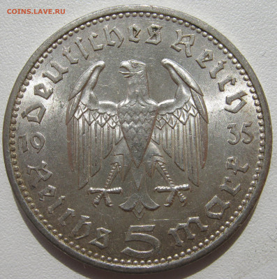 Германия 3 рейх 5 рейхсмарок 1935 A Гинденбург орёл без свас - IMG_3222.JPG