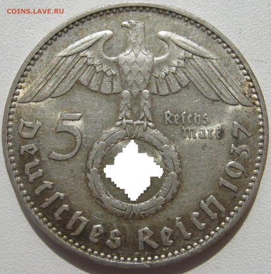 Германия 3 рейх 5 рейхсмарок 1937 J Гинденбург орёл со сваст - IMG_3224_1.JPG