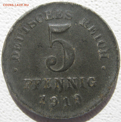  Империя 5 пфеннигов 1919 D Fe до 10.10. - IMG_4299.JPG