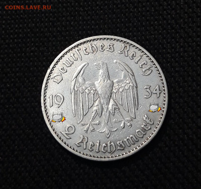 Германия 2 рейхсмарки 1934 года Кирха с датой J До 12.10 - 20250923_213719