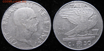 Италия 50 чентезимо 1940 до 12-10-25 в 22:00 - 12.40. Италия 50 чентезимо 1940     2113