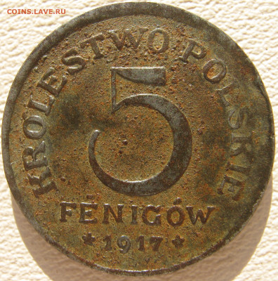 Польша германская оккупация ПМВ 5 фенигов 1917 до 11.10. - IMG_3568.JPG