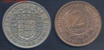 Брит. Карибские территории 2 цента 1965 г.10.10.2025 г. 22 - - Н.Зеландия  полкроны
