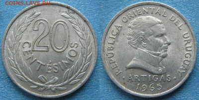 Уругвай 20 сентесимо 1965 до 16-10-25 в 22:00 - Уругвай 20 сентесимо 1965    8808