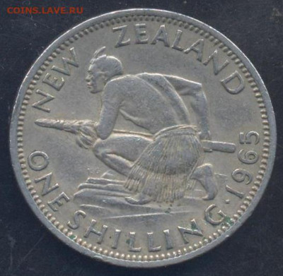 Новая Зеландия 1 шиллинг 1965 г.13.10.2025 г. 22 -00 МСК. - Н.З. 6 пенсов