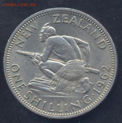 Новая Зеландия 1 шиллинг 1962 г.13.10.2025 г. 22 -00 МСК. - Н.З. шиллинг