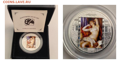 20дол 2012 О-ва Кука Спящая купальщица. Ренуар, Ag999, до 19 - Х 2012 Купальщица-0