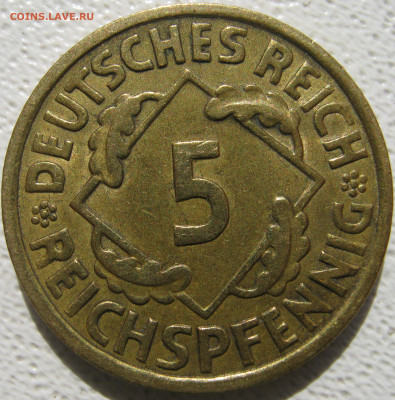 Германия 3 рейх 5 рейхспфеннигов 1936 A (веймар. тип) 17.10. - IMG_4868.JPG