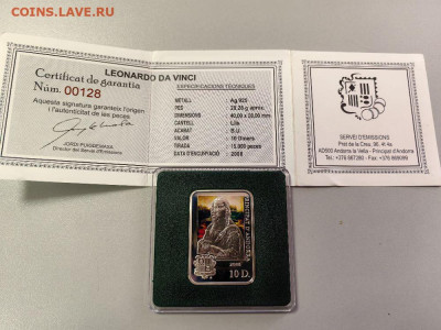 10дин 2008 Андорра. Леонардо да Винчи, Ag925, до 21.10 - Ю Худож.кв Леонардо-2