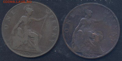 Британия 1 пенни 1900 г.  17.10.2025 г. 22 -00 МСК. - пенни