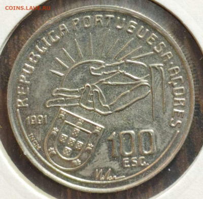 100 э. Португалия 1991,Азоры,UNC,до 18.10.25, 22:00мск - 1000006298_11zon
