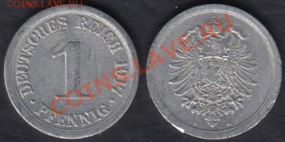 Германия 1 пфенниг 1917 до 22.02.2012 22-00 - Германия 1 пфенниг 1917