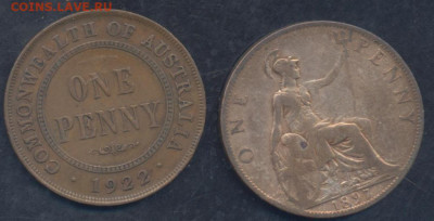 Австралия 1 пенни 1922 г. 20.10.2025 г. 22 -00 МСК. - Австралия