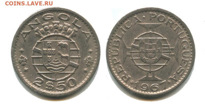 Португальская Ангола 2,5 эскудо 1967, 22.00 мск 24.10.2925 г - пор ангола 2 5 эскудо 1967
