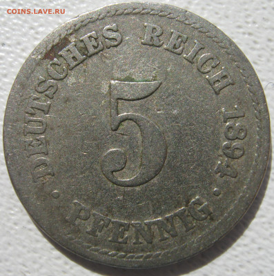  Империя	5 пфеннигов 1894 A до 24.10. - IMG_4136.JPG