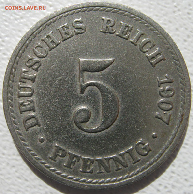  Империя	5 пфеннигов 1907 A до 24.10. - IMG_4166.JPG