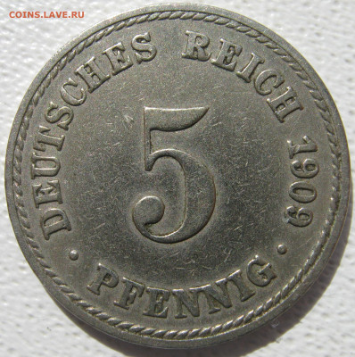  Империя	5 пфеннигов 1909 A до 24.10. - IMG_4186.JPG