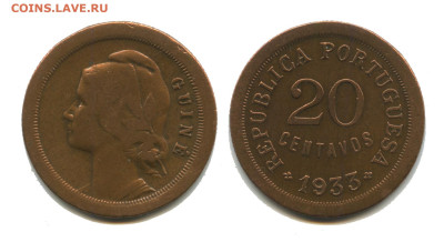 Гвинея португальская 20 сентаво 1933 год - Гвинея португальская 20 сентаво 1933
