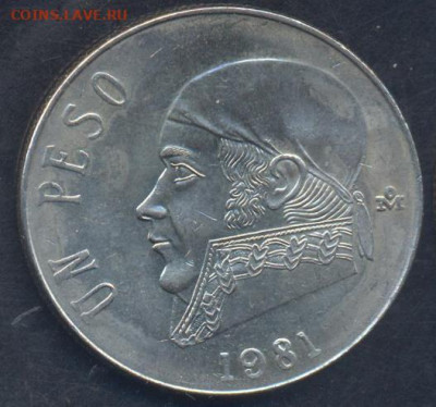 Мексика 1 песо 1981 г.  24.10.2025 г. 22 -00 МСК. - Мексика1