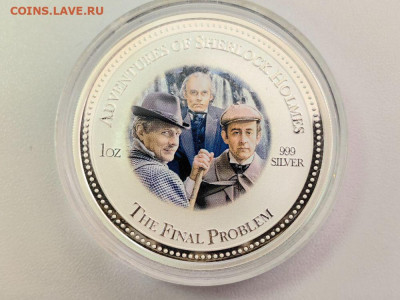 2дол 2007 О-ва Кука, Шерлок Холмс Последнее дело, Ag999 - Ю Холмс Последнее дело-1