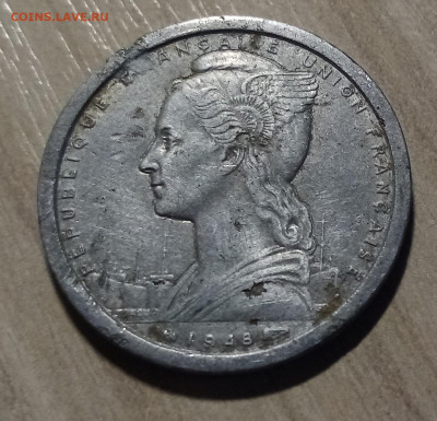 Мадагаскар 1 франк 1948 г до 30.10 - мад1