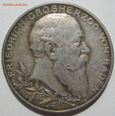 Германия Баден 2 марки 1902 50 лет правления Фридрих I 27.10 - IMG_3117.JPG