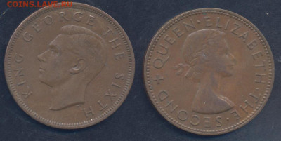 Новая Зеландия 1 пенни 1953 г.27.10.2025 г. 22 -00 МСК. - Зеландия пенни1