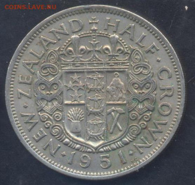 2 кроны 1951 г.27.10.2025 г. 22 -00 МСК. - Зеландия полкроны