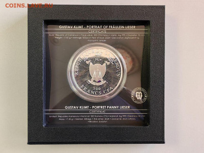 500фр 2024 Камерун Климт - Фройляйн Лизер, Ag999, до 02.11 - Ц Климт Фройляйн Лизер-4