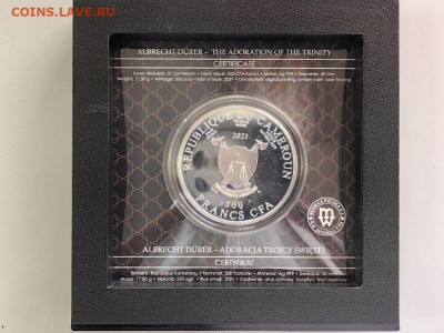 500фр 2021 Камерун Дюрер Поклонение. Святая троица, Ag999. - Ч Дюрер Поклонение-4