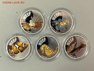 50цент 2009-2012 Австралия, Морская жизнь, (10шт), Ag999 - ЯЯ Рифы - 2