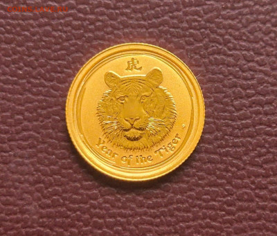 Золото 99999 1,555 г. Австралия Год Тигра 2010 5 долларов - Tiger-2010