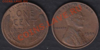 США 1 цент 1924 до 24.02.2012 22-00 - США 1 цент 1924