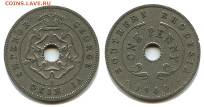 Южная Родезия 1 пенни 1940, до 22.00 мск 31.10.2925 года - Южная Родезия пенни 1940