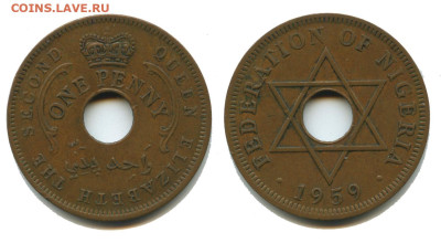 Нигерия 1 пенни 1959, до 22.00 мск 31.10.2925 года - Нигерия пенни 1959