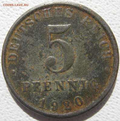  Империя 5 пфеннигов 1920 A до 01.11. - IMG_4315.JPG