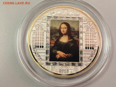 О-ва Кука 20дол 2016 Мона Лиза Леонар. да Винчи,Ag999, до 09 - 2016 Мона Лиза-1